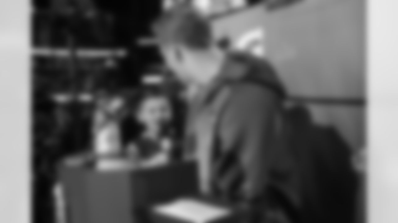 Quarterback (16) Jared Goff of the Los Angeles Rams is interviewed during Opening Night at State Farm Arena for Super Bowl LIII festivities. The Los Angeles Rams face off versus the New England Patriots. Monday, January 28, 2019, Atlanta, GA. (Will Navarro/Rams)