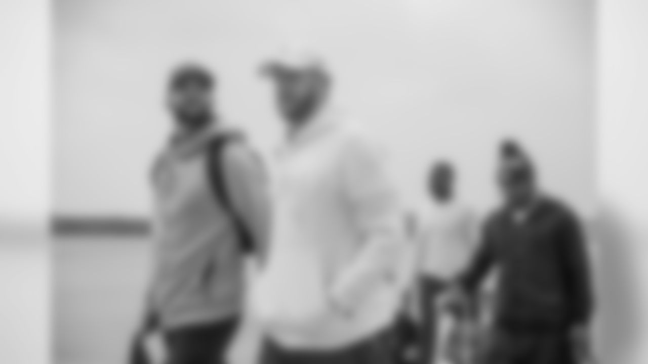 Punter (6) Johnny Hekker of the Los Angeles Rams boards the plane to fly to Dallas, Texas, Saturday, December 14, 2019, in Los Angeles, CA. (Jeff Lewis/Rams)