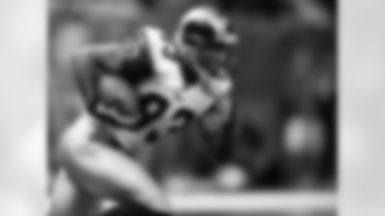 St. Louis Rams wide receiver Yo Murphy (83) during Super Bowl XXXVI Feb. 3, 2002, at the Louisiana Superdome in New Orleans. The New England Patriots defeated the St. Louis Rams 20ââ'¬â€œ17. (Allen Kee via AP)