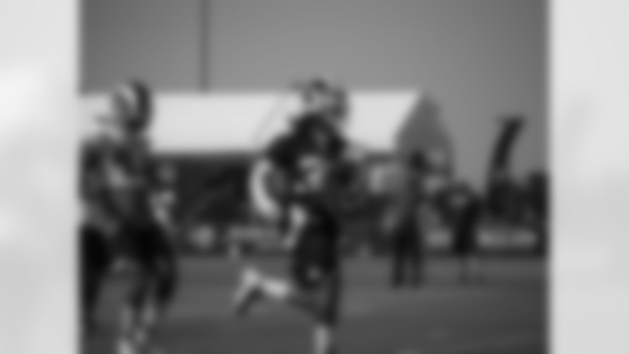 running back TODD GURLEY II (30) Of The Los Angeles Rams, running for end zone after reception during practice at training camp 2018 at University Of California Irvine in Irvine, CA on 08/11/2018 (rams/KameryonGreyBrown)