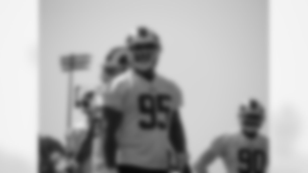 defensive end ETHAN WESTBROOKS (95) preparing for drill during practice at training camp 2018 at University Of California Irvine in Irvine, CA on 08/11/2018 (rams/KameryonGreyBrown)