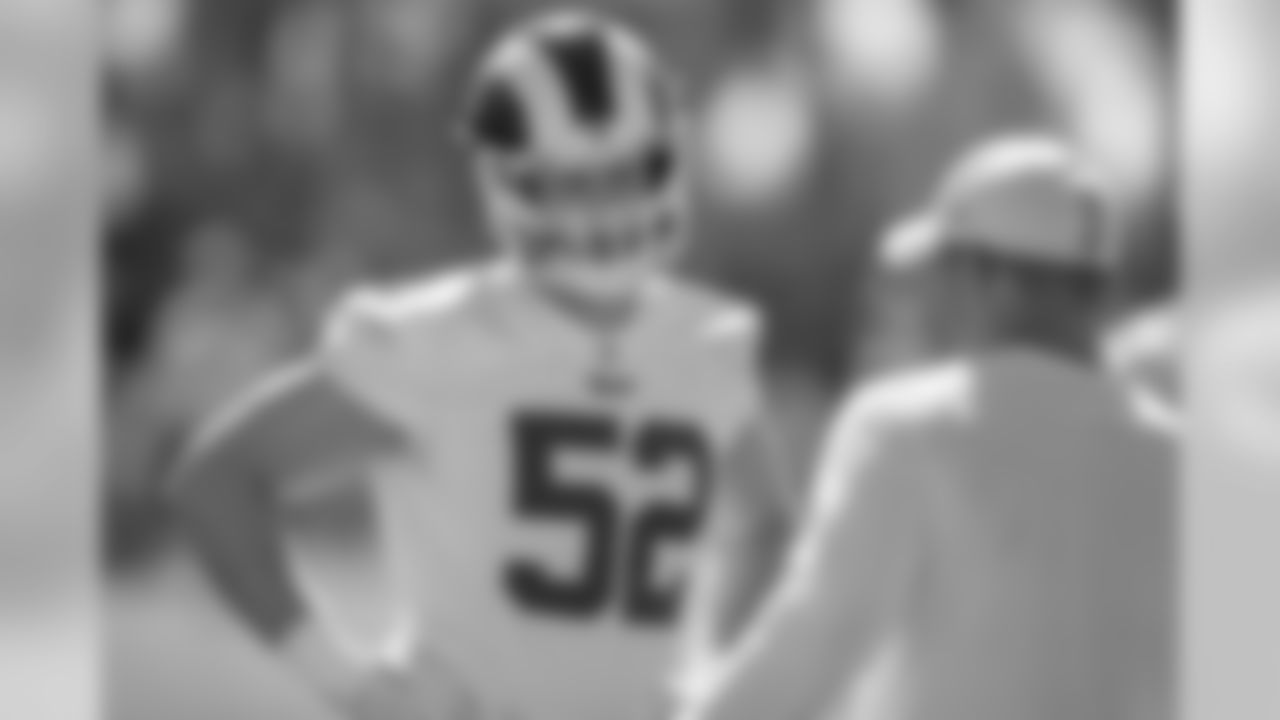 Linebacker (52) Clay Matthews of the Los Angeles Rams practices on day 2 of Training Camp, Sunday, July 28, 2019, in Irvine, CA. (Jeff Lewis/Rams)