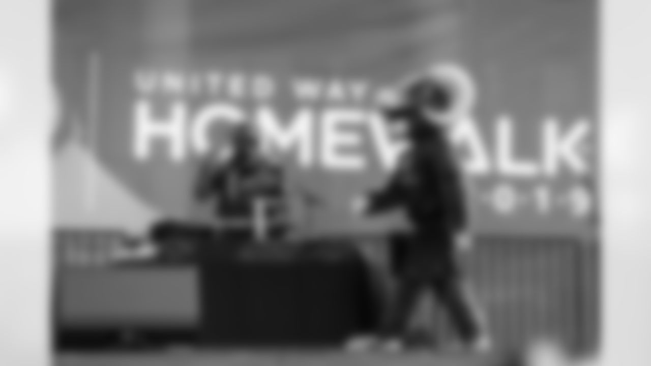 United Way of Greater Los Angeles and the Los Angeles Rams Gear Up for the 12th Annual HomeWalk to bring awareness to end homelessness in L.A. County. Rams Rampage is on the mic on stage joined by Jr. L.A. Cheerleaders. Saturday, May 18th, 2019, Los Angeles, CA. (Will Navarro/Rams)Navarro/Rams)