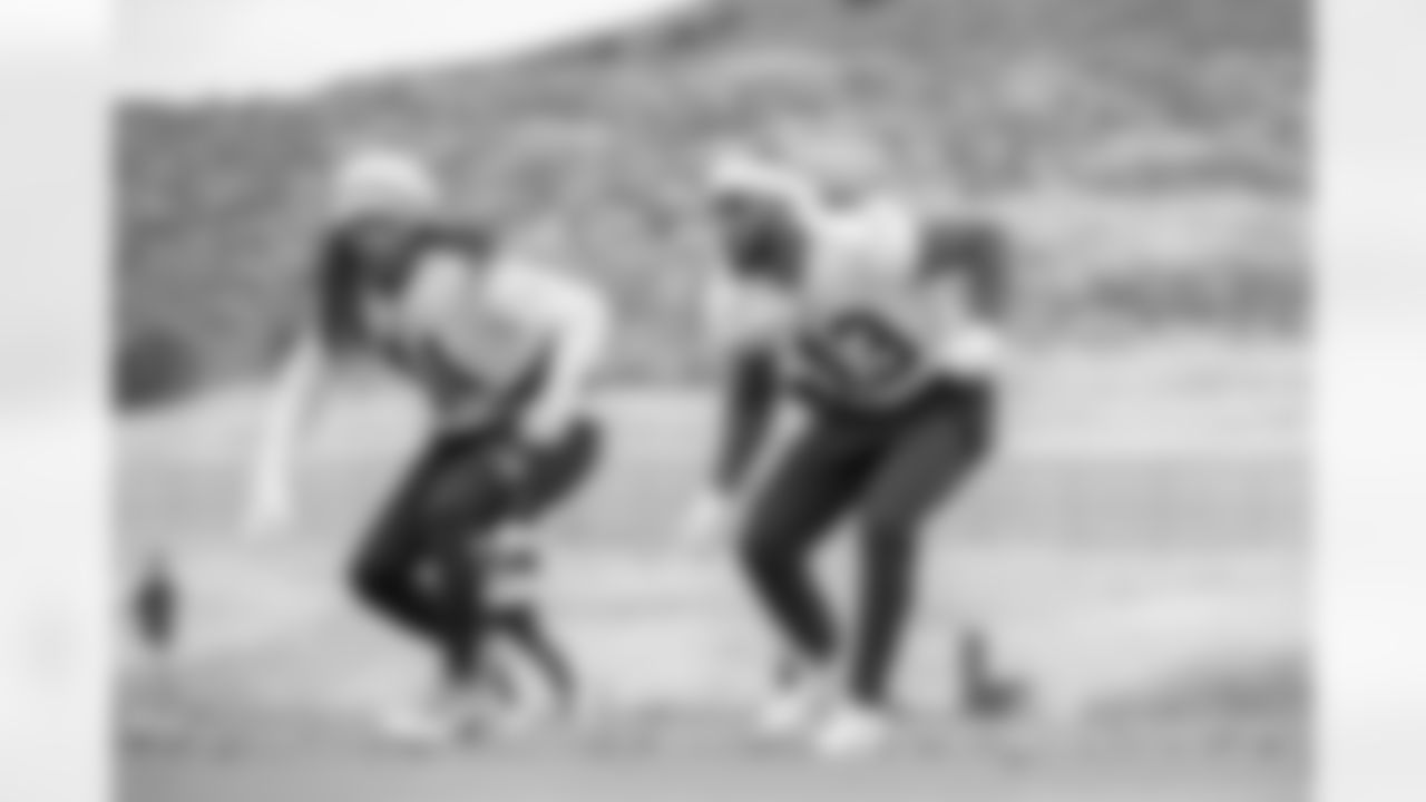 Safeties (43) John Johnson III and (41) Marqui Christian of the Los Angeles Rams practice on day 5 of Phase II of the offseason program workouts, Monday, May 6, 2019, in Thousand Oaks, CA. (Jeff Lewis/Rams)