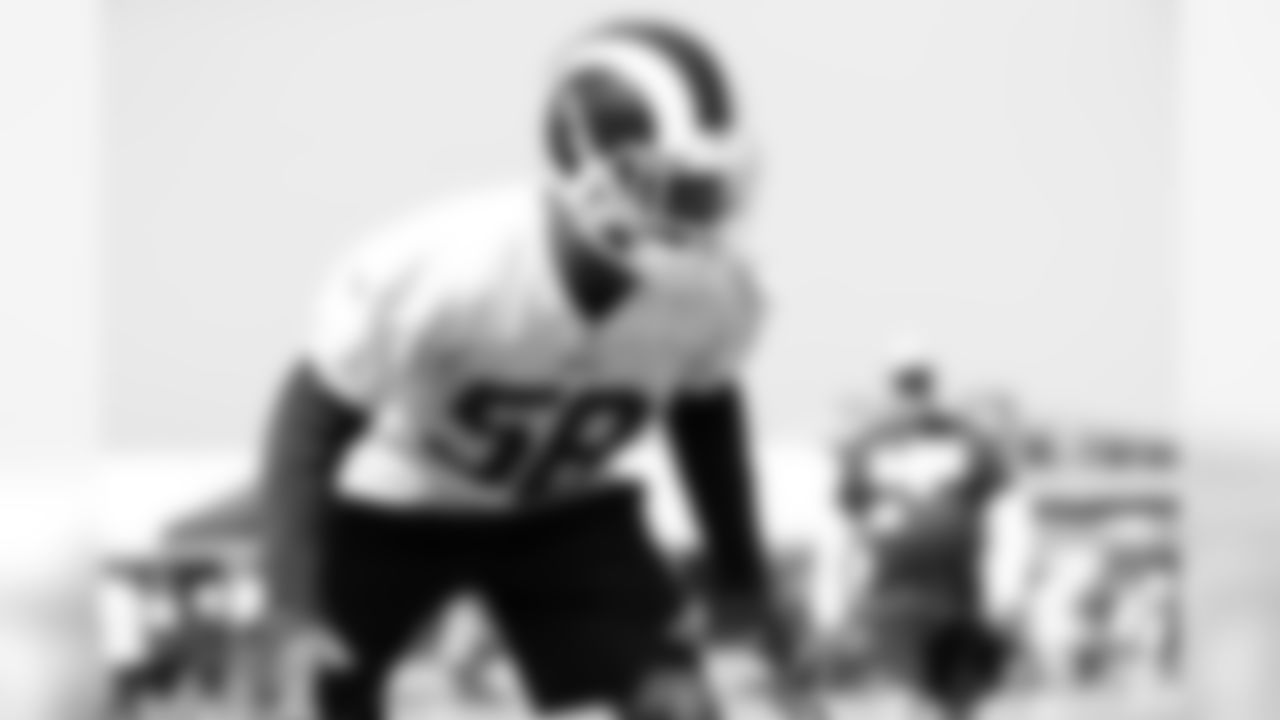 Linebacker (58) Cory Littleton of The Los Angeles Rams during practice at The University of California Irvine in Irvine, CA on 7/28/18. (Rams/Hiro Ueno)