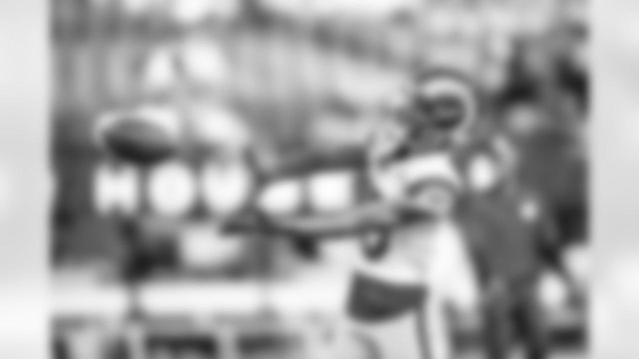 Wide Receiver (15) Tutu Atwell of the Los Angeles Rams warms up before an NFL Week 1 game against the Chicago Bears, Sunday, September 12, 2021, in Inglewood, Calif. (Jeff Lewis/LA Rams)