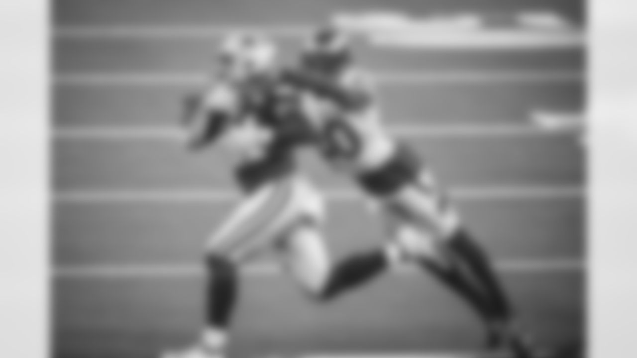 Cornerback (20) Jalen Ramsey of the Los Angeles Rams against the Dallas Cowboys during the Rams 20-17 victory against the Cowboys in an NFL Week 1 regular season game, Sunday, September 13, 2020, in Inglewood, Calif. (Will Navarro/LA Rams)