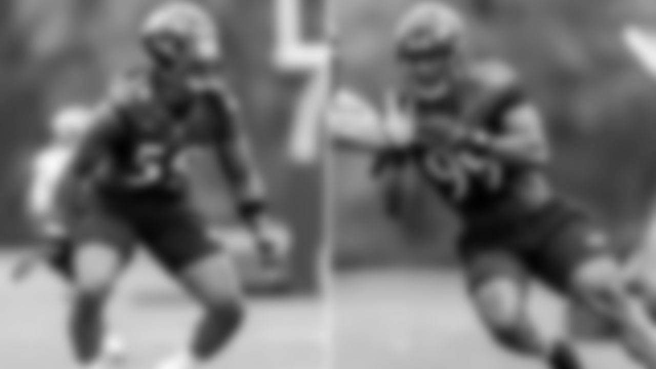 Young Pass Rushers
Edge rusher Odafe Oweh and outside linebacker Daelin Hayes got their feet wet at Ravens rookie camp. Now they will take another step in their development, joined by third-year outside linebacker Jaylon Ferguson. The Ravens are looking for new faces to pressure opposing quarterbacks after losing Matthew Judon and Yannick Ngakoue during free agency.