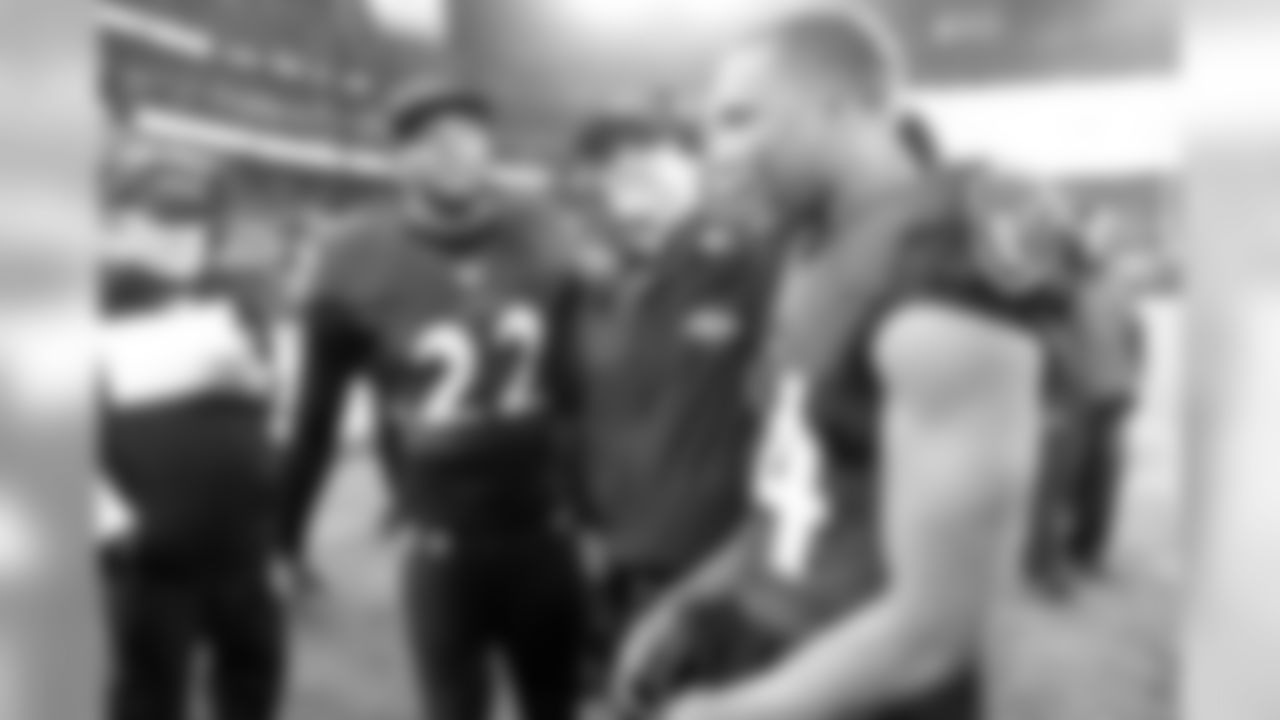 Defensive Coordinator Don Martindale, CB Jimmy Smith, Head Coach John Harbaugh, CB Marcus Peters