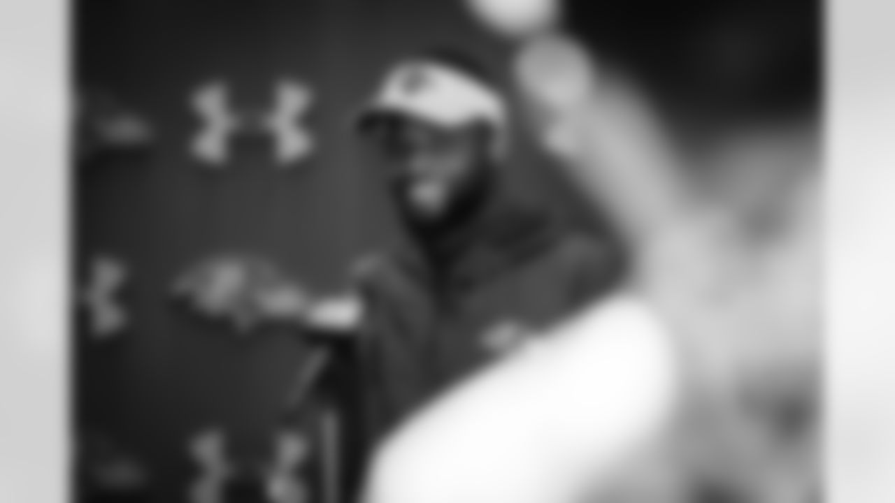DB/LB Anthony Levine Sr. (41) speaks to the media after training camp practice on August 11, 2021.