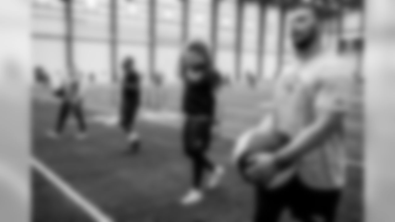 Baltimore Ravens' players participate in the first day of team offseason workouts at the Under Armor Performance Center on April 15, 2019 in Owings Mills, MD.