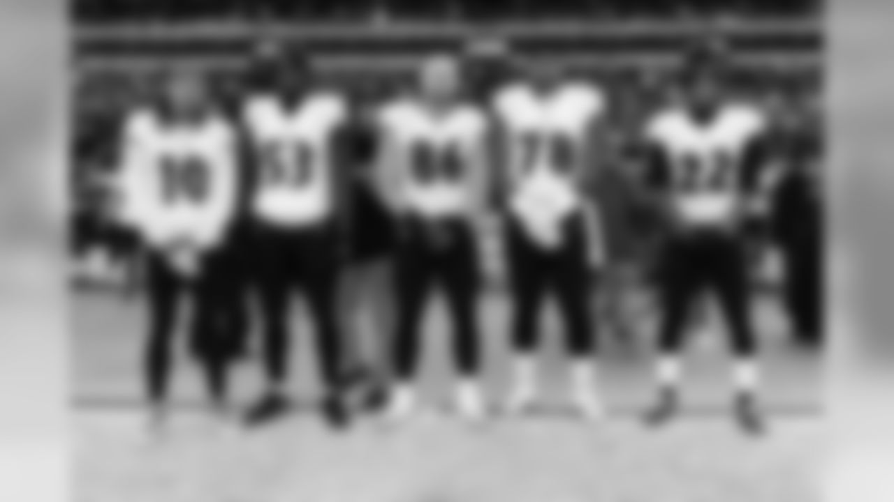 WR/RS Chris Moore, DE Jihad Ward, Head Coach John Harbaugh, TE Nick Boyle, T Orlando Brown Jr., CB Jimmy Smith