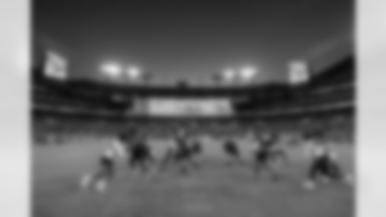 Ravens players practice at M&T Bank Stadium.