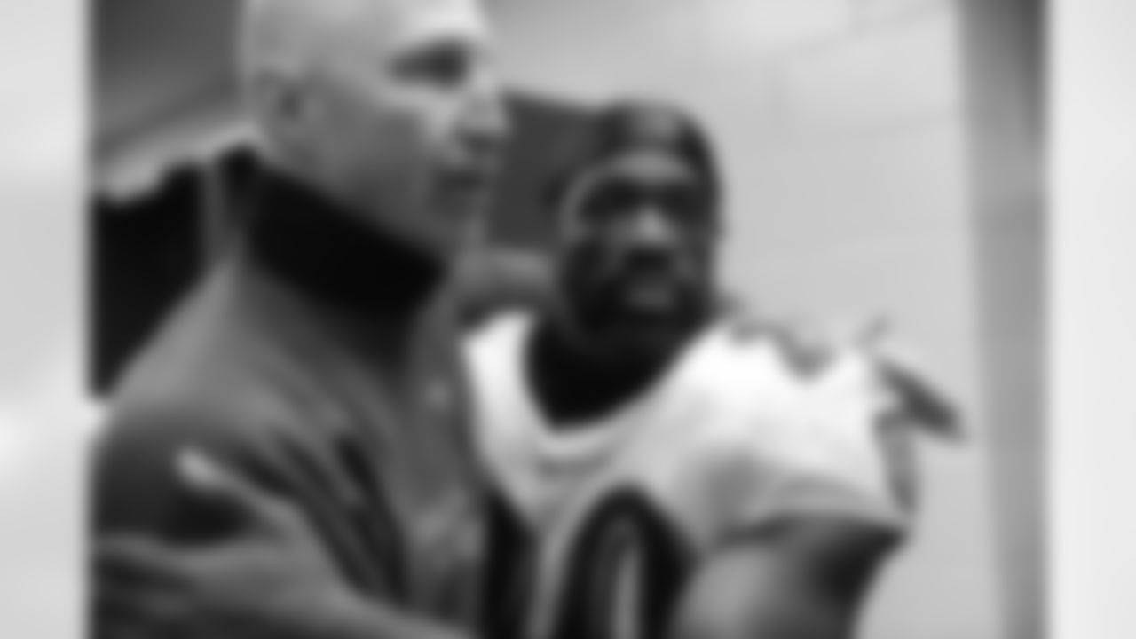 The Ravens celebrate their their historic 33-14 wild card win in New England. Head Coach John Harbaugh high-fived Ravens fans around the edge of the stadium before joining his team in the locker room.
