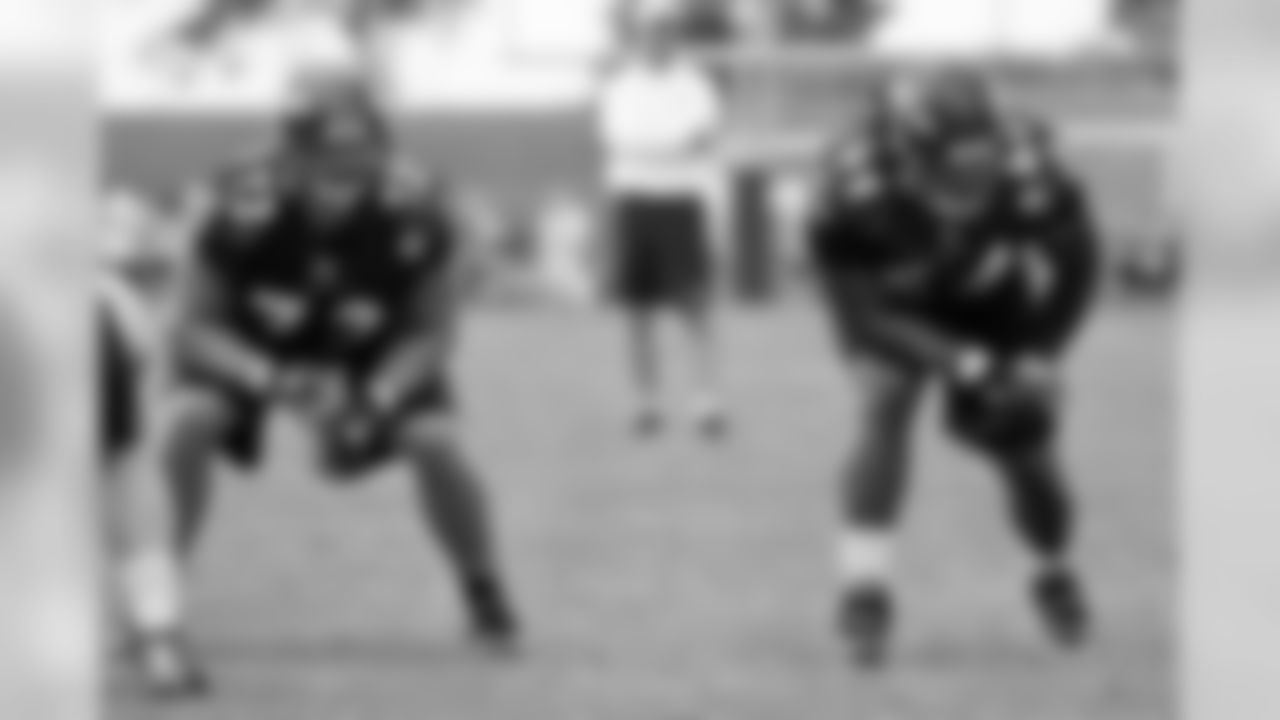 The Ravens practice during an afternoon session at training camp on the campus of McDaniel College in Westminster, Md.