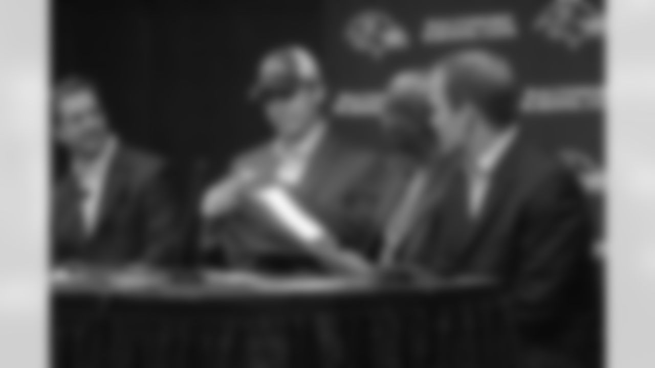 The day after the Ravens selected Joe Flacco with their 1st draft pick (18th overall), the talented quarterback visited Owings Mills for his first press conference as a Raven.