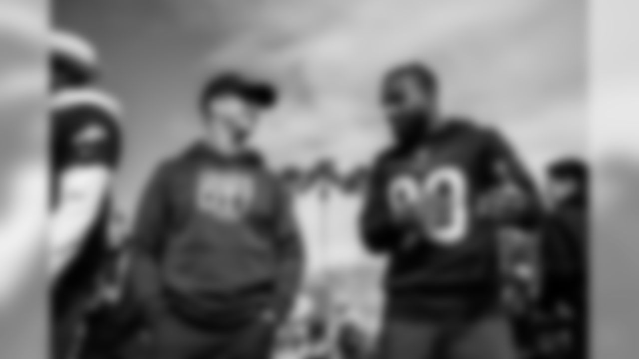 Baltimore Ravens head coach John Harbaugh and Cleveland Browns wide receiver Jarvis Landry (80) during the AFC practice for the 2020 NFL Pro Bowl football game. Wednesday, Jan. 22, 2020 in Orlando, Fla.