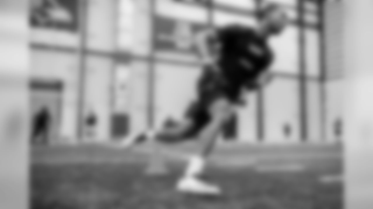 Baltimore Ravens' players participate in the first day of team offseason workouts at the Under Armor Performance Center on April 15, 2019 in Owings Mills, MD.