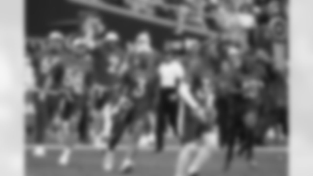 The AFC team celebrates during the flag football event at the Pro Bowl Games, Sunday, Feb. 5, 2023, in Las Vegas.