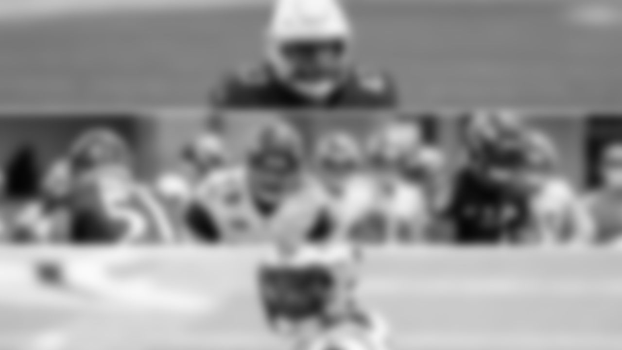 RT Alejandro Villanueva vs. DEs Haason Reddick/Brian Burns
Villanueva has seen it all as a pass protector, but all that experience has been at left tackle in the NFL. Switching over to the right side, Villanueva's technique will be put to the test against Reddick and Burns, a pair of speed rushers with major sack production. Reddick broke out with 12.5 sacks last season and Burns recorded nine as a first-round rookie.
(Top: DE Haason Reddick - Ross D. Franklin/AP Photo; Center: OT Alejandro Villanueva - Shawn Hubbard/Baltimore Ravens Photos; Bottom: DE Brian Burns - David Berding/AP Photo)