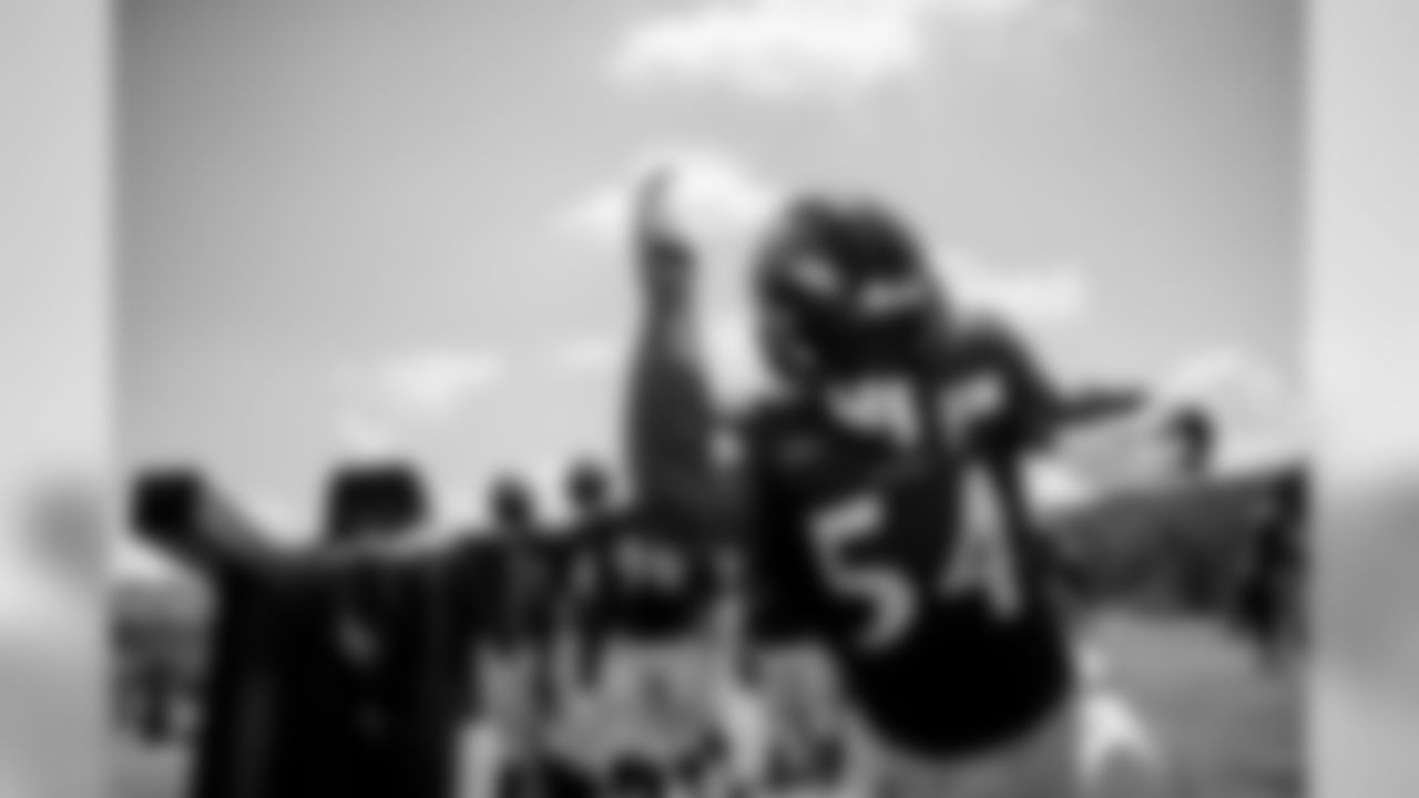 The Baltimore Ravens hold a joint training camp practice with the Jacksonville Jaguars at the Under Armour Performance Center on August 6, 2019 in Owings Mills, MD.
