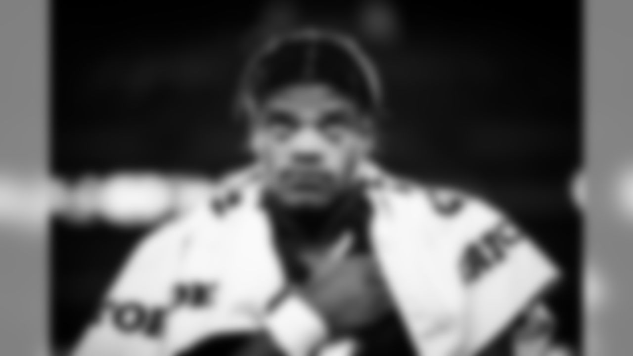 Quarterback Lamar Jackson during the national anthem prior to the Sunday Night Football game against the New England Patriots on November 11, 2019.