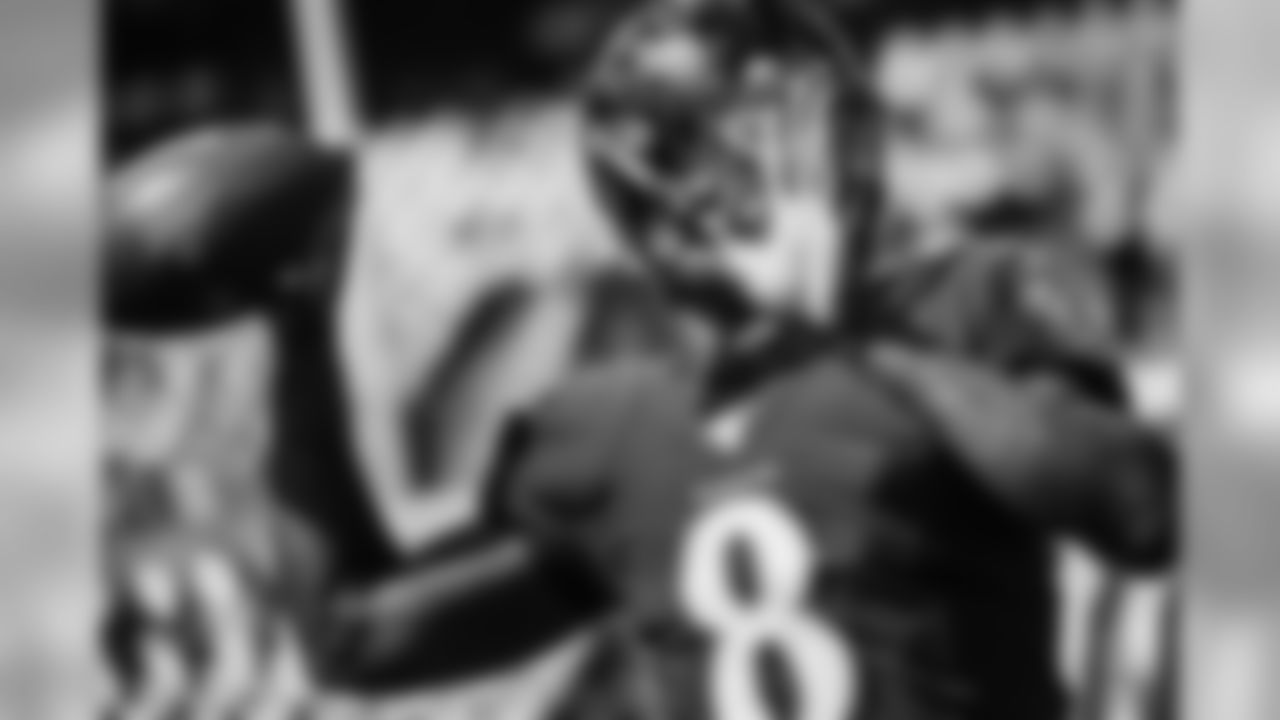Quarterback Lamar Jackson warms up prior to the game against the Cleveland Browns on September 29, 2019.