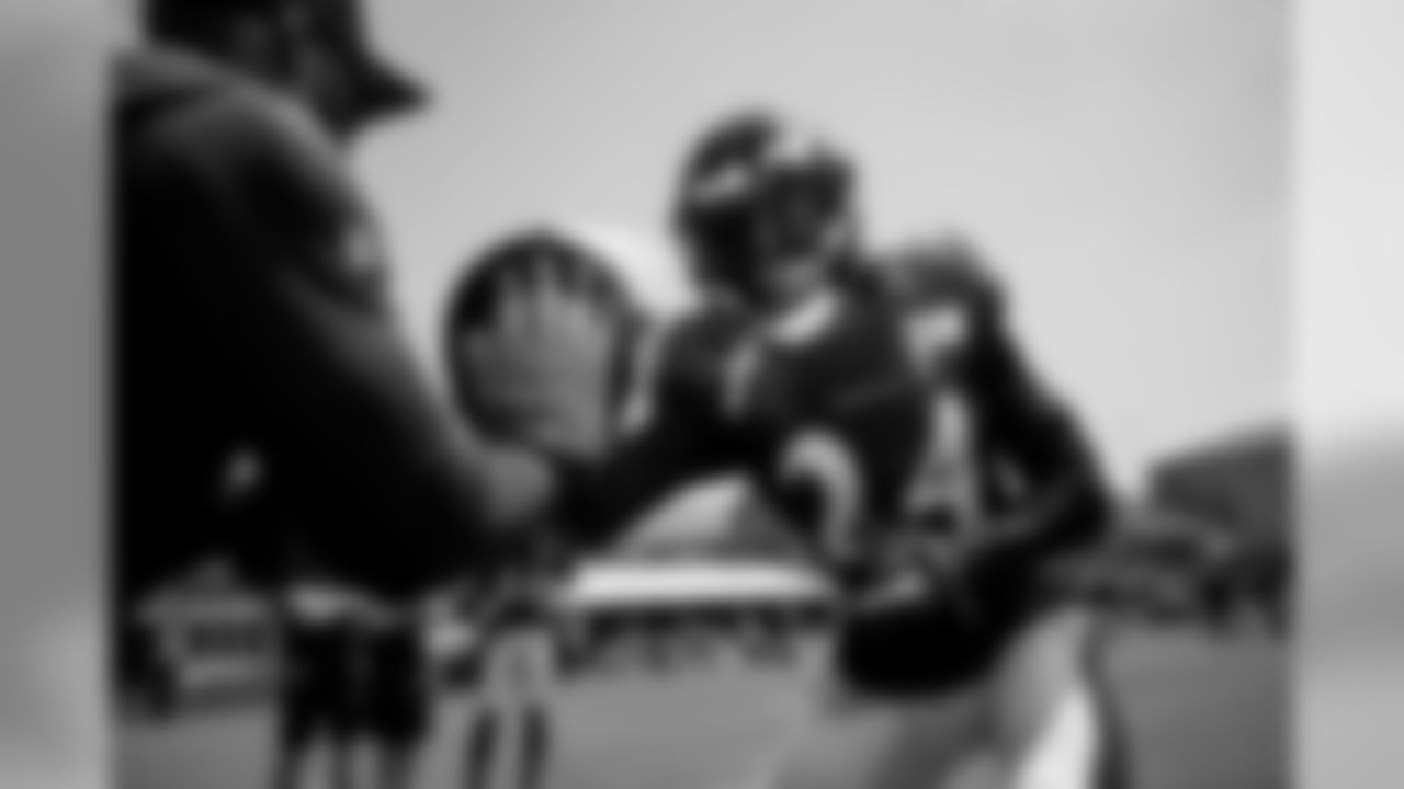 The Baltimore Ravens hold a joint training camp practice with the Jacksonville Jaguars at the Under Armour Performance Center on August 6, 2019 in Owings Mills, MD.