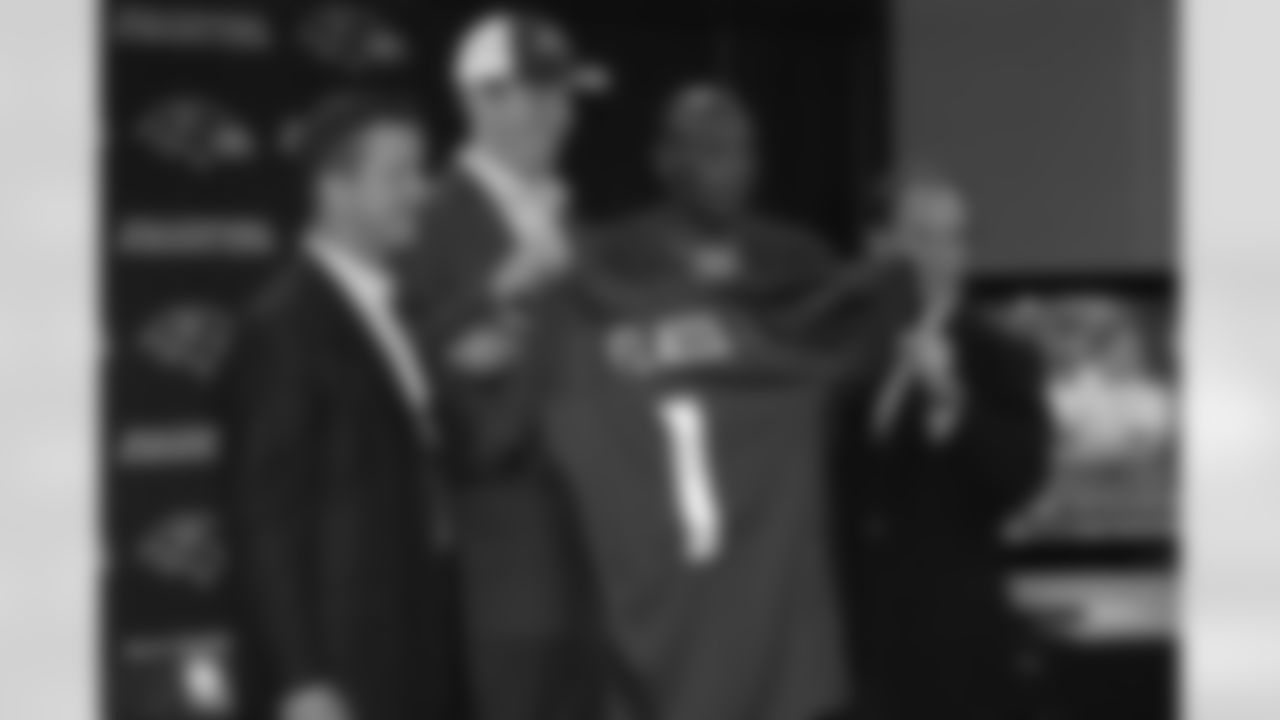 The day after the Ravens selected Joe Flacco with their 1st draft pick (18th overall), the talented quarterback visited Owings Mills for his first press conference as a Raven.