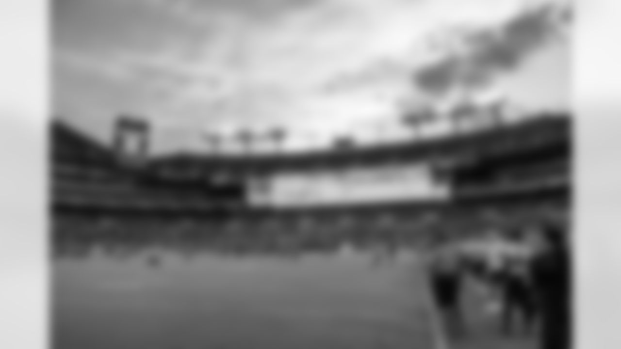 Ravens players practice at M&T Bank Stadium.