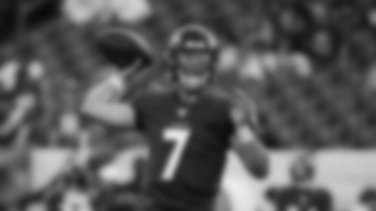 Baltimore Ravens quarterback Trace McSorley in action before a preseason NFL football game against the Philadelphia Eagles, Thursday, Aug. 22, 2019, in Philadelphia. (AP Photo/Matt Rourke)