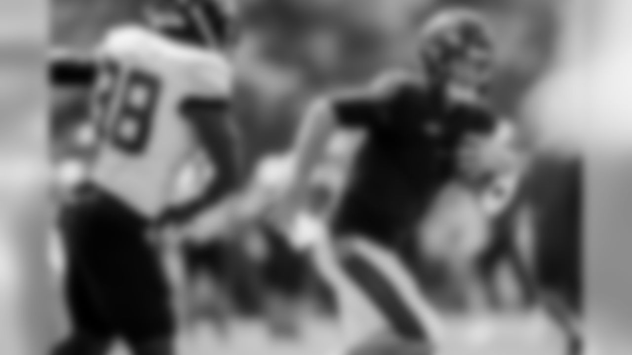 The Baltimore Ravens hold a joint training camp practice with the Jacksonville Jaguars at the Under Armour Performance Center on August 6, 2019 in Owings Mills, MD.