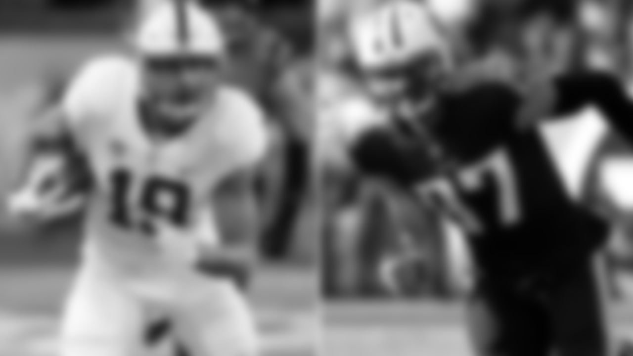 J.J. Arcega-Whiteside, Stanford – Eric Decker
Zierlein's Scouting Report*:* Big, strong target who plays like he's big and strong and gets more and more dangerous the closer he gets to the red zone. Arcega-Whiteside plays with functional quickness in spurts, but not enough to get away from tight coverage and he won't run by many NFL cornerbacks on go routes. However, his basketball bloodlines are on full display every time the ball is in the air, using his body control and ball skills to excel at combat catches and back-shoulder throws. Arcega-Whiteside may not be explosive, but his competitive nature should help make him a future NFL starter.