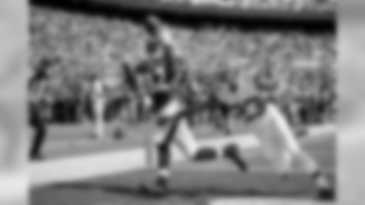 Wide receiver Torrey Smith beats cornerback Joe Haden in the end zone, but he's unable to haul in the pass for a touchdown. Smith did make the catch after first bobbling the football, but he didn't get both feet in bounds.