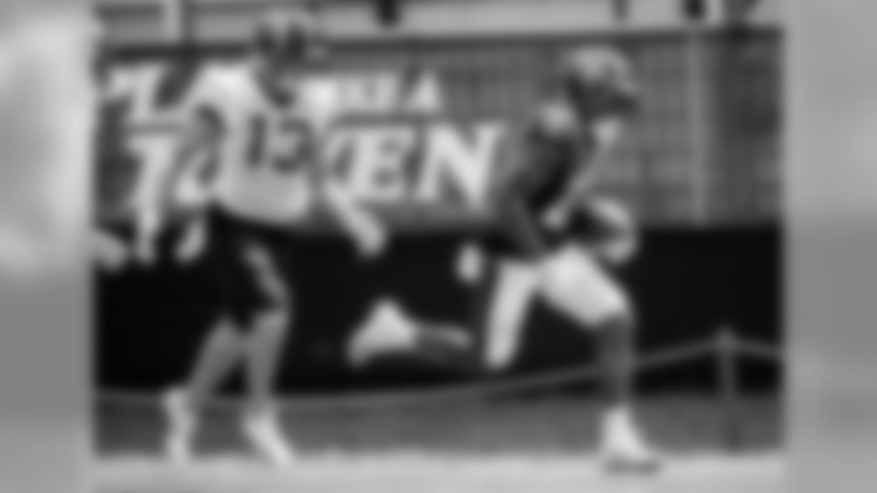 The Baltimore Ravens hold a joint training camp practice with the Jacksonville Jaguars at the Under Armour Performance Center on August 5, 2019 in Owings Mills, MD.
