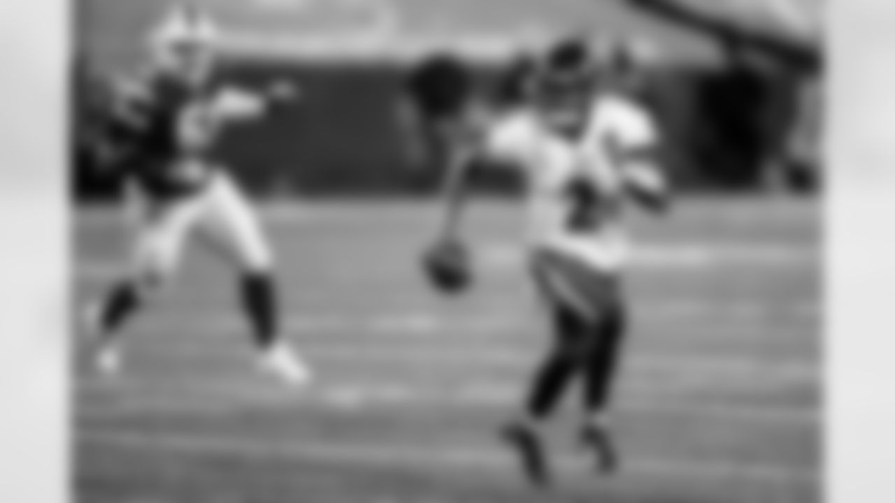 Baltimore Ravens QB Tyler Huntley (2) runs the ball against the Buffalo Bills in a NFL Divisional game on January 16, 2021 at Bills Stadium