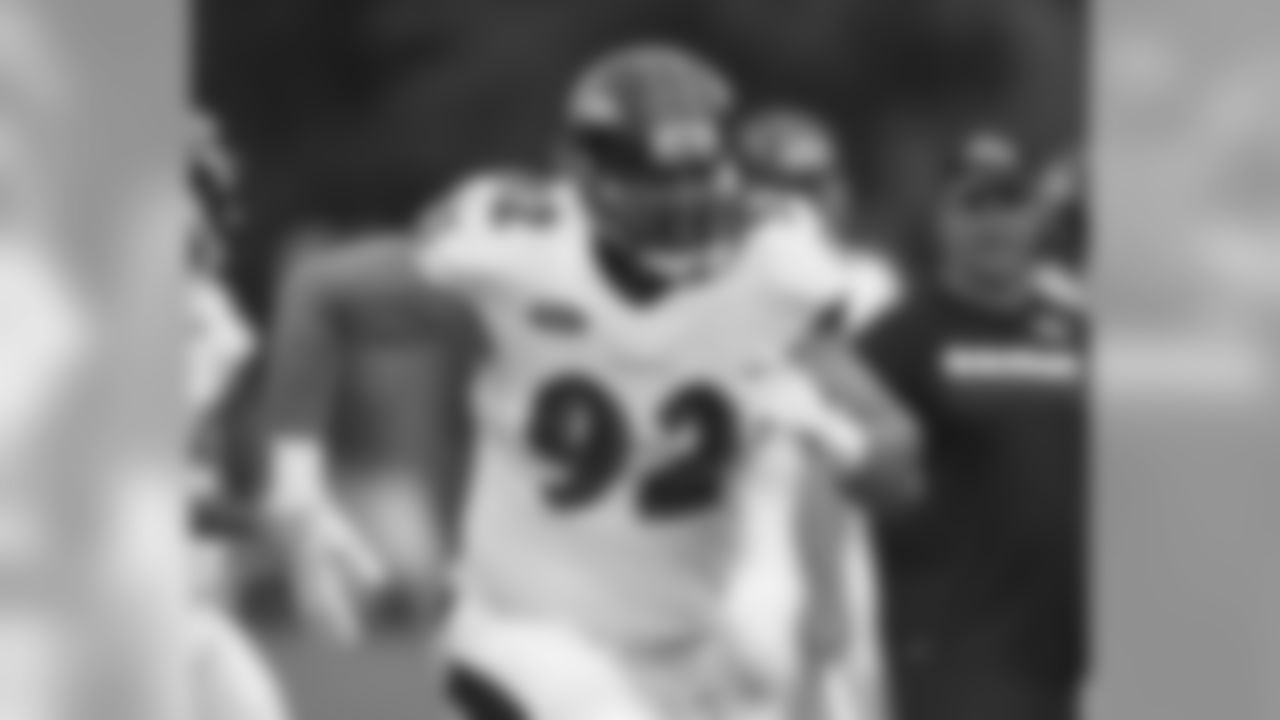 The departure of Lawrence Guy in free agency has left a starting position open at defensive end. Bronson Kaufusi, a third-round pick last year, will compete with one of this year's third-round picks, Chris Wormley, and returning veteran Brent Urban for the job. Kaufusi missed his rookie season after breaking his ankle early in training camp, but the 6-foot-6, 385-pound giant has a lot of potential to show.