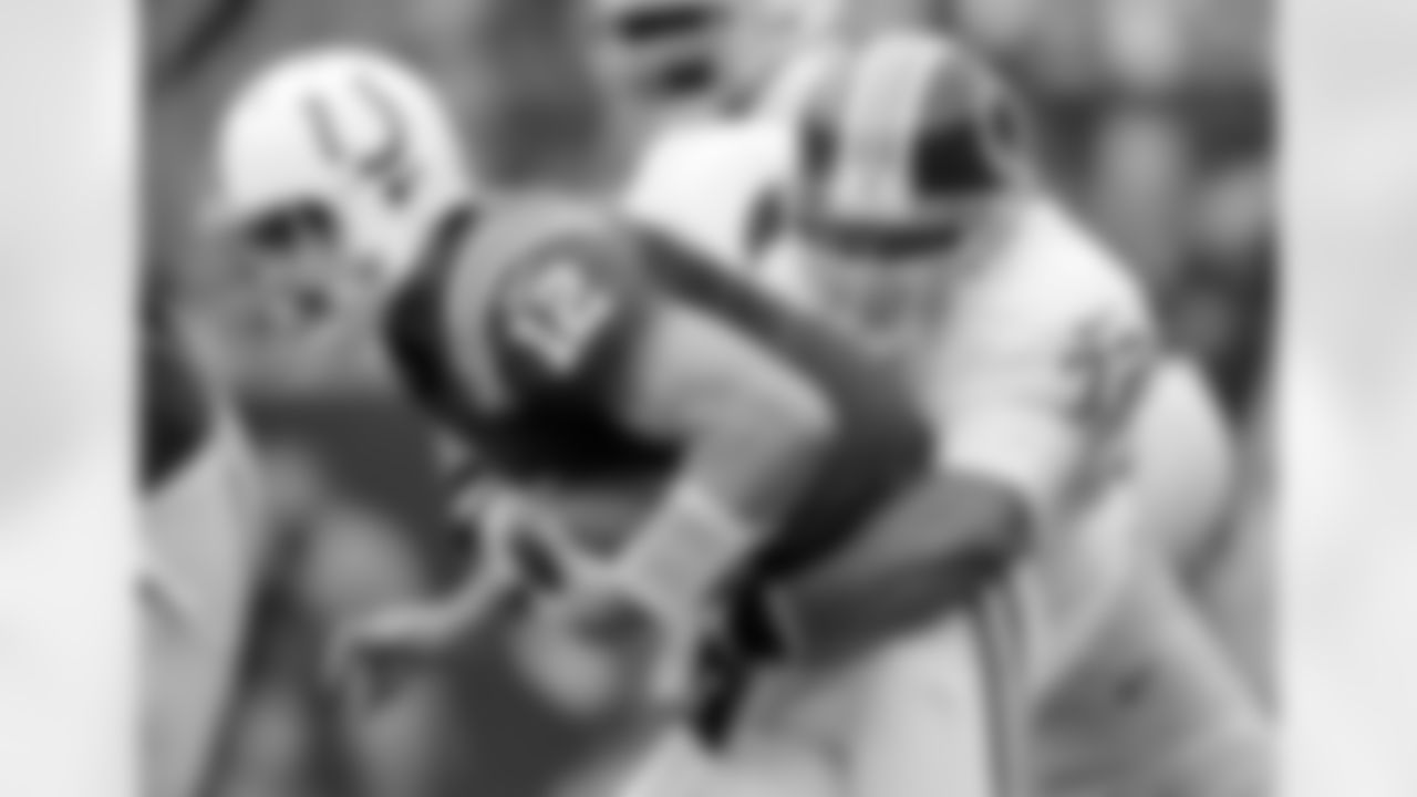 Redskins DE Stephen Bowen sacks Colts QB Andrew Luck in the first half of the Redskins-Colts game.