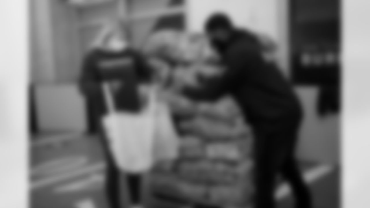 Landover MD - November 16, 2020: Washington Football Team Harvest Feast Packing Day at FedexField ahead of the Thanksgiving Celebration.
