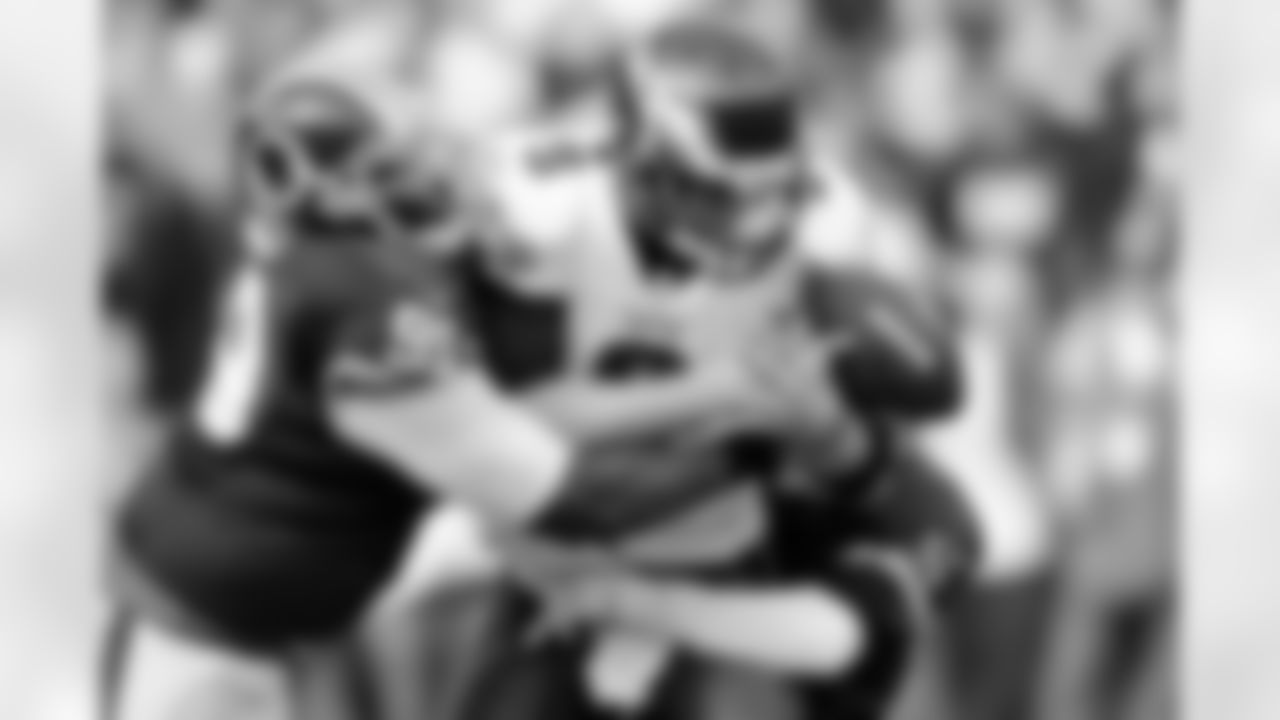 No. 11: Defensive end Jarvis Jenkins helps sack Philadelphia Eagles quarterback Nick Foles and knocking the ball free in the team's 31-6 victory in Week 11.