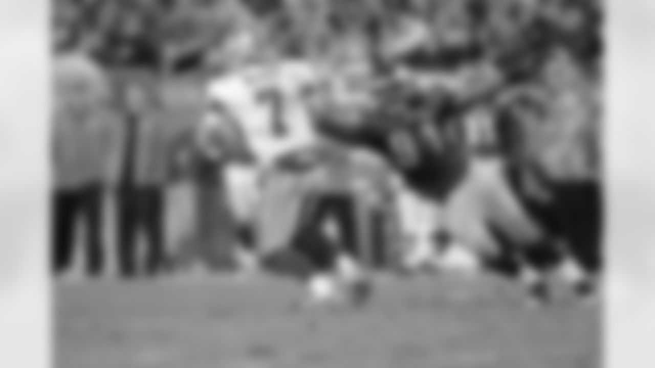 No. 2: Tapp stretching out to take down Dallas Cowboys quarterback Stephen McGee in Week 14 of the 2010 regular season.