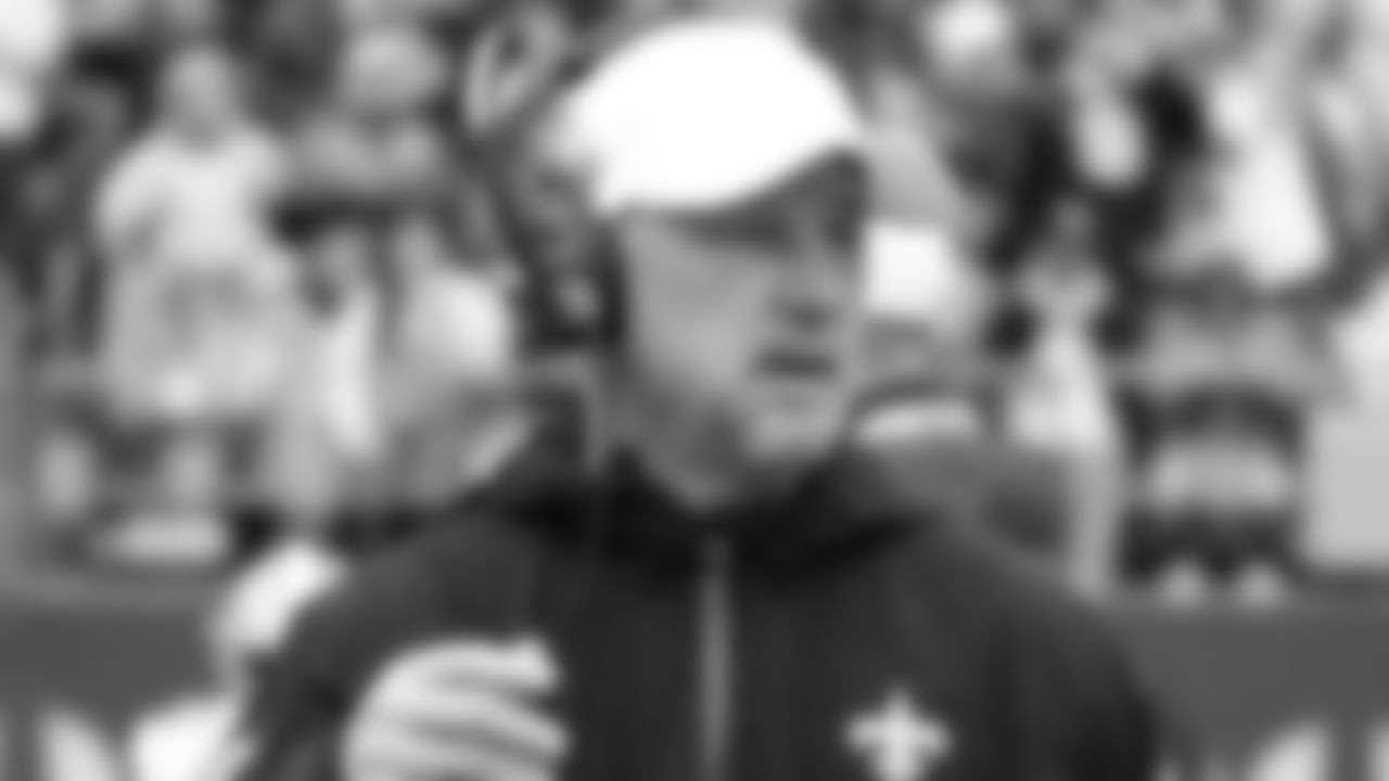 Take a look at offensive line coach Dan Roushar in action as we highlight the New Orleans Saints coaching staff on the sidelines.