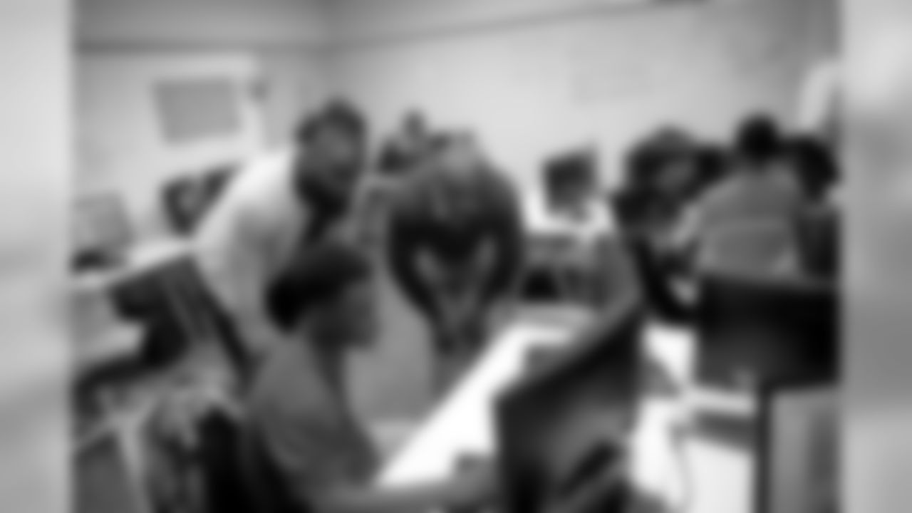 Demario Davis, as part of his efforts with the Players Coalition, visits the Rooted School along with six other members of the New Orleans Saints on Tuesday, December 3, 2019.