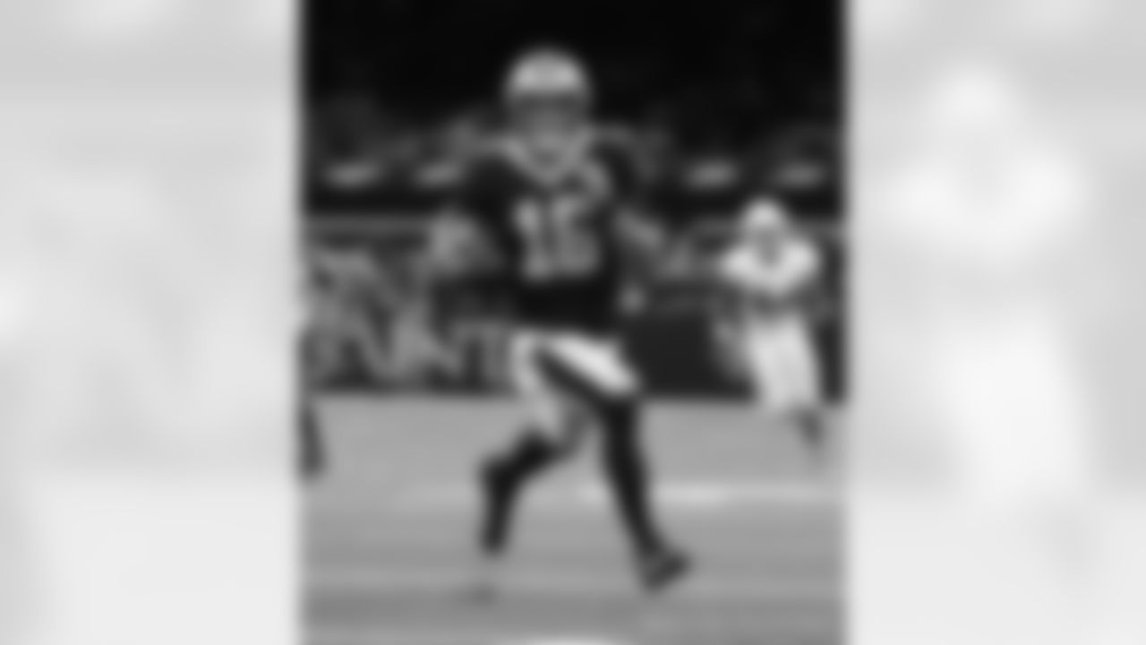 New Orleans Saints quarterback Ian Book (16) in action during their 2022 Preseason Week 3 game against the Los Angeles Chargers.