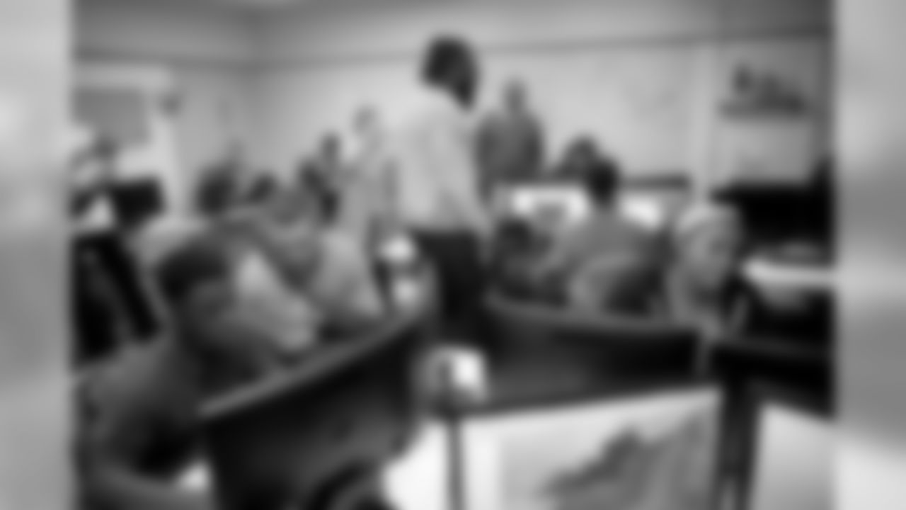 Demario Davis, as part of his efforts with the Players Coalition, visits the Rooted School along with six other members of the New Orleans Saints on Tuesday, December 3, 2019.