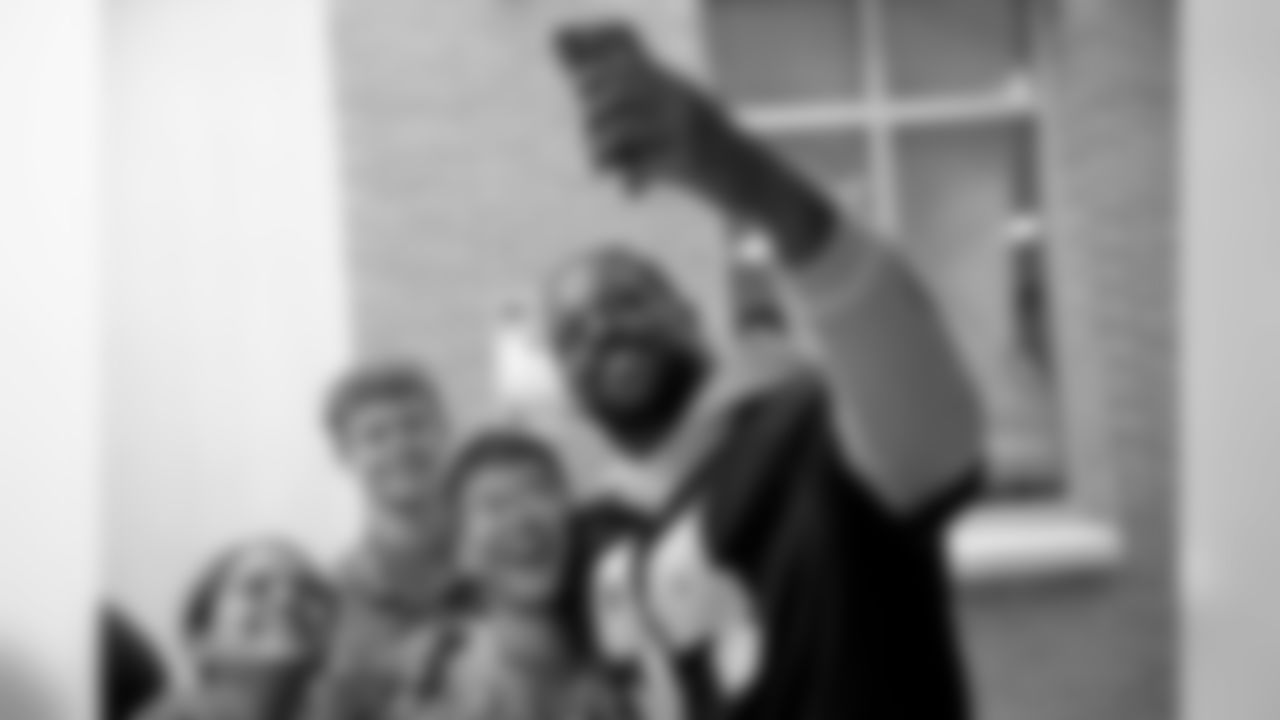 New Orleans Saints defensive end Cameron Jordan visits the New Orleans Military &Maritime Academy in Algiers to talk to students about respect and discipline and to participate in a Play 60 Military Combine on Tuesday, November 12, 2019. (Photo by Michael DeMocker)