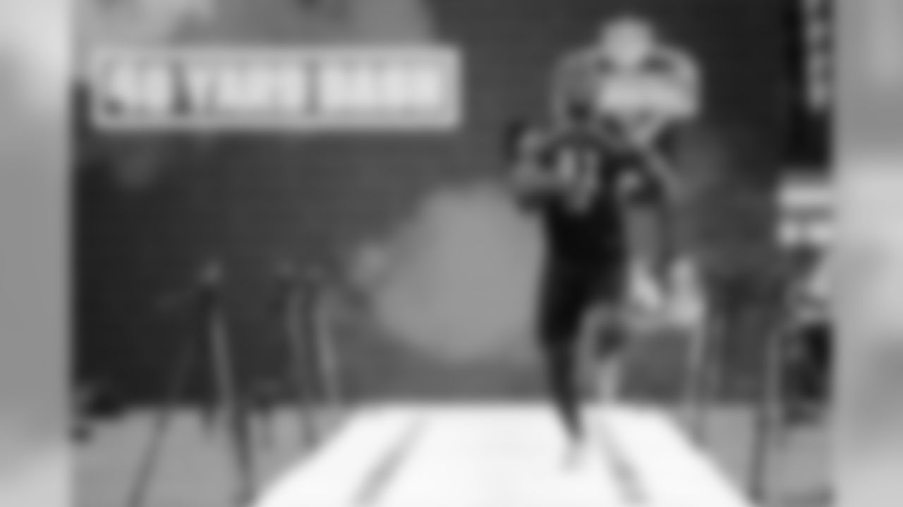 LSU linebacker Devin White during the 2019 Scouting Combine,Sunday, Mar. 3, 2019 in Indianapolis. (Logan Bowles/NFL)