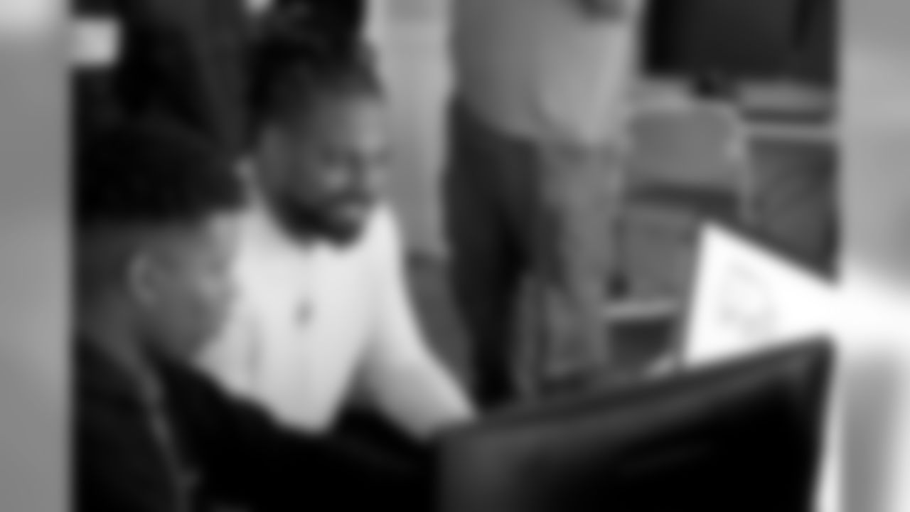 Demario Davis, as part of his efforts with the Players Coalition, visits the Rooted School along with six other members of the New Orleans Saints on Tuesday, December 3, 2019.