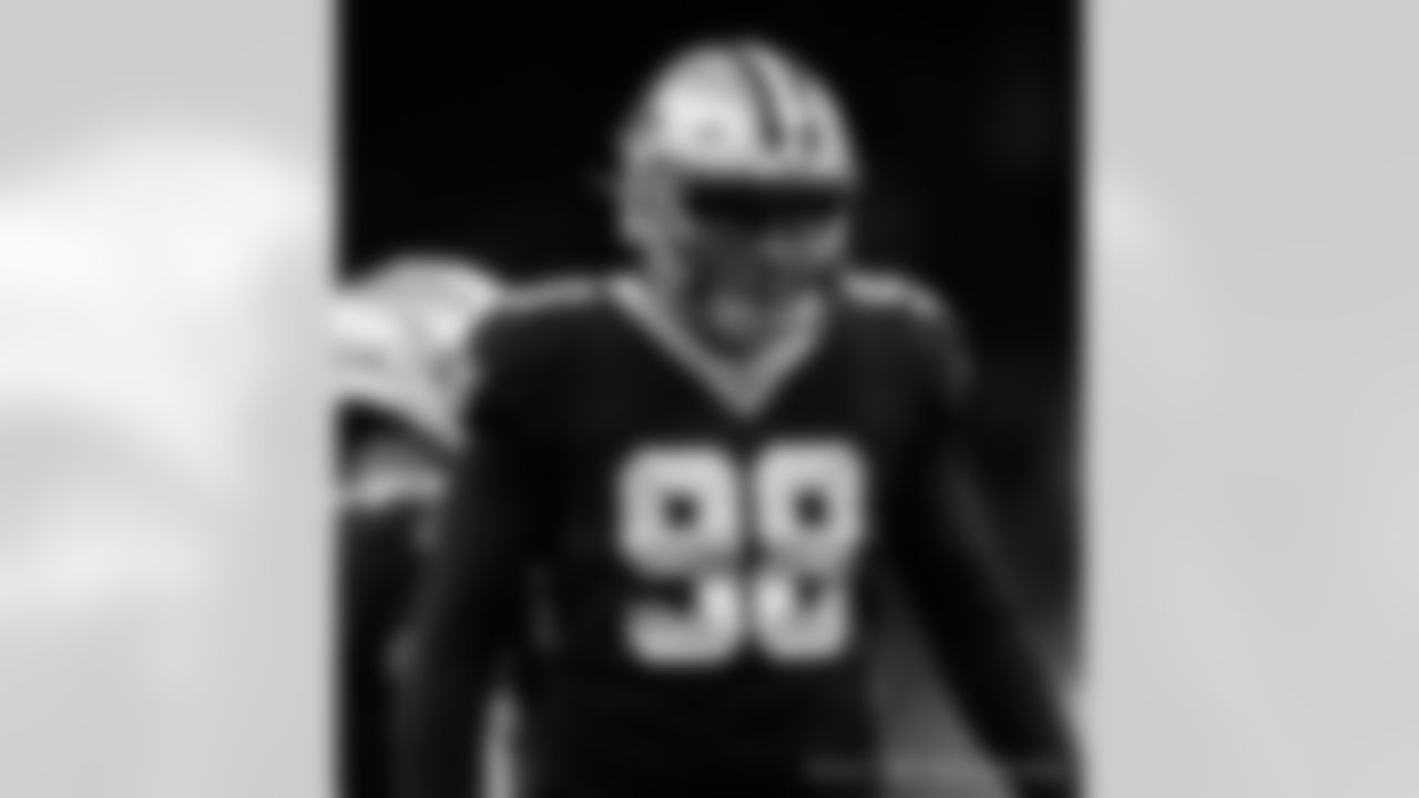 New Orleans Saints defensive lineman Payton Turner in action during their 2022 Week 8 game against the Las Vegas Raiders.