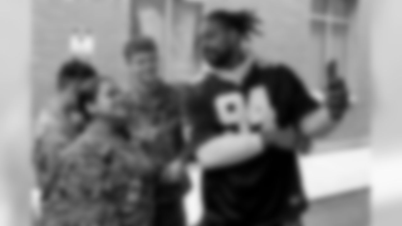 New Orleans Saints defensive end Cameron Jordan visits the New Orleans Military &Maritime Academy in Algiers to talk to students about respect and discipline and to participate in a Play 60 Military Combine on Tuesday, November 12, 2019. (Photo by Michael DeMocker)